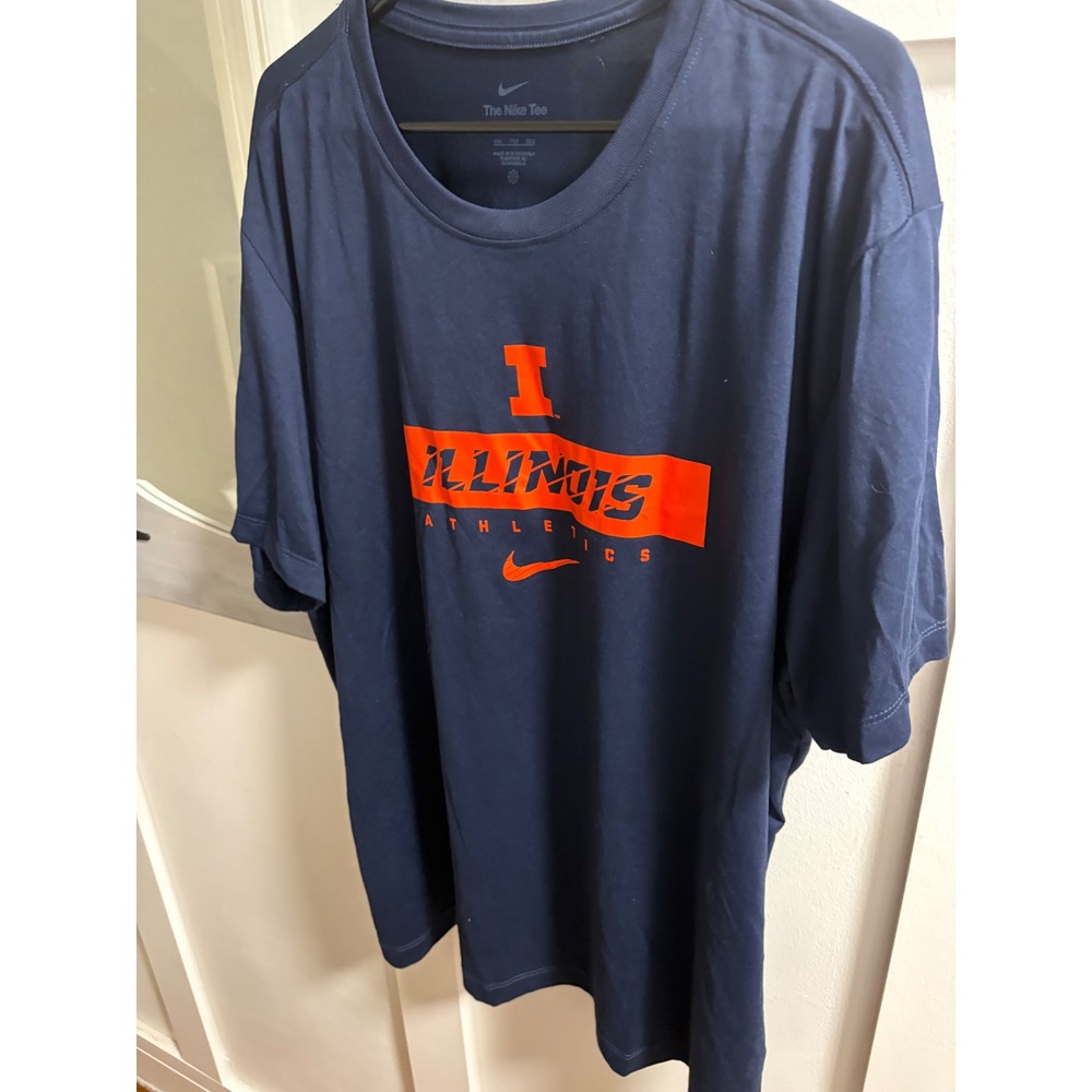 Nike Illinois Athletics Dri-FIT T-Shirt Mens XXL Navy Blue Fighting Illini Tee